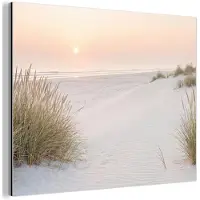 MuchoWow Aluminium schilderij 160x120 cm - Wanddecoratie metaal - Horizon - Duinlandschap - Zand - Metalen muurdecoratie woonkamer - Decoratie industrieel - Foto op dibond - Industriële accessoires slaapkamer