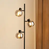 LumenXL Zwarte staande lamp met smoke grijs glas en spiegeleffect, 3-lichts - Jesse