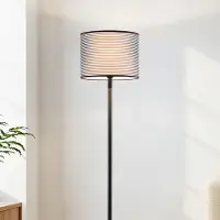 LumenXL Staande lamp Maggie in zwart met stoffen kap