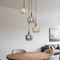 LumenXL Hanglamp 4-lichts Livia - smoke en cognac glas