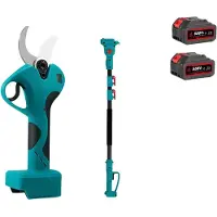 Happiq Borstelloze telescopische paal snoeischaar – Voor tuin en boomverzorging – 45 mm cutter 2-in-1, 2800 W – Inclusief 2 batterijen, 1EU Plug
