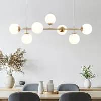 LumenXL 7-lichts design hanglamp Hepta - melkwitte glazen bollen