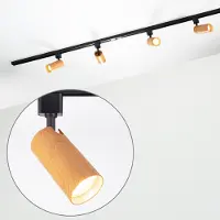 LumenXL 1-fase railsysteem set van 1,5 meter met Loek spots, zwart mahonie houtlook