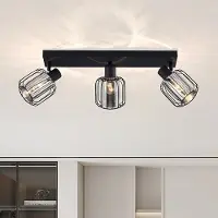 LumenXL 3-lichts plafondlamp met smoke glas en draaibare spots - Diya