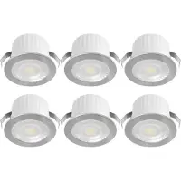 BES LED LED Veranda Spot Verlichting 6 Stuks - Brinton Glowix - 3W 260 lm 38D - Helder/Koud Wit 6500K - Inbouw - Rond - Zilver - Ø44mm Buitenmaat - Ø32mm Zaagmaat