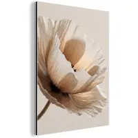 MuchoWow Aluminium schilderij 120x160 cm - Wanddecoratie metaal - Bloem - Beige - Crème - Metalen muurdecoratie woonkamer - Decoratie industrieel - Foto op dibond - Industriële accessoires slaapkamer