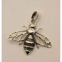 925 Sterling zilveren hanger wesp - hanger van een bij gemaakt van zilver - zilveren halshanger van een insekt - kettinghanger van een bij - leuke zilveren hanger van een vliegend insekt
