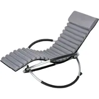 Merax Schommelstoel 2-in-1 Ligstoel – Ergonomische Schommel Ligstoel met Kussen – Opvouwbare Tuinstoel Metaal & Textilene – Zwart 145x74x86 cm