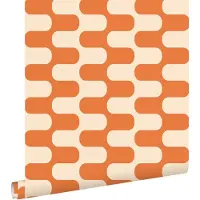 ESTAhome behang golvende lijnen oranje en beige - 50 x 900 cm - 132141