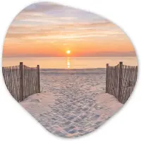 MuchoWow Organische wanddecoratie 90x90 cm - Organisch schilderij Zonsondergang - Strand - Zand - Muurdecoratie woonkamer - Kamer decoratie - Schilderijen - Muurcirkel aesthetic