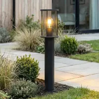 LumenXL Staande buitenlamp met smoke glas - Penn - zwart 60 cm