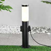 LumenXL RVS staande buitenlamp met 2 stopcontacten Jardin - rond