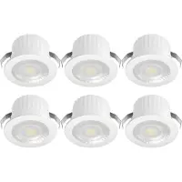 BES LED LED Veranda Spot Verlichting 6 Stuks - Brinton Glowix - 3W 260 lm 38D - Aanpasbare Lichtkleur 3000K-4000K-6500K - Inbouw - Rond - Wit - Ø44mm Buitenmaat - Ø32mm Zaagmaat