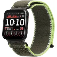 Kwmobile nylon bandje voor smartwatch - geschikt voor Garmin Venu X1 - 14 - 22 cm - Polsbandje in groen