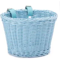 Mini Mandje kinderfiets loopfiets - gevlochten kunststof rotan riet - verstelbare bandjes - blauw