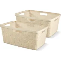 Curver Jute Wasmand 46L - 2 stuks - Gebroken Wit