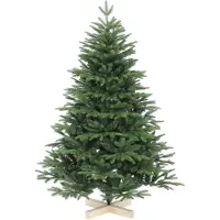 Salcar kerstboom, 150 cm, kunstmatig, dennenboom, Nordmannspar, met houten voet, met 980 PE-takken en 544 PVC-takken