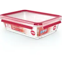 EMSA N1041100 Clip and Close Glazen Vershoudbewaarbakje 2L 11.8x6.9 cm 19.7x8 cm Rood