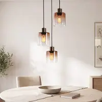 LumenXL 3-lichts hanglamp Pella - glazen kappen in bruin ombre