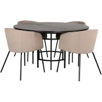 Ebuy24 Copenhagen eethoek eetkamertafel bruin en 4 Berit eetkamerstal beige.