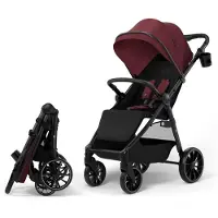 Kinderkraft GRANDE 2 Buggy - CLICK&FOLD - Verstelbare duwbeugel - Bourgogne