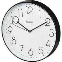 Hama Elegance, Wandklok, Cirkel, Zwart, Wit, Kunststof, Glas