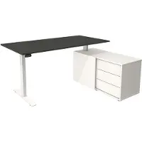 Theo Kerkmann Büromöbelfabrik GmbH & Co. KG Move 1 Zit-sta-bureau Rechthoekig Antraciet T-Voet 3 Lades 1.650 (B) x 1.350 (D) x 1.230 (H) mm Melamine, staal