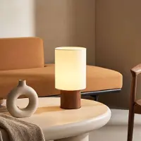 LumenXL Tafellamp Koja met walnootlook en stoffen kap