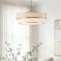 LumenXL Moderne hanglamp Koysi stof met gouden afwerking