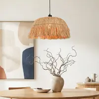 LumenXL Hanglamp Laria van natuurlijk handgevlochten raffia papier