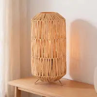 LumenXL Tafellamp Arena van raffia papier met beige metalen voet