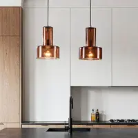 LumenXL Hanglamp Talph met bruin glas, 2-lichts
