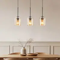 LumenXL Design hanglamp Tovano 3-lichts van amber glas
