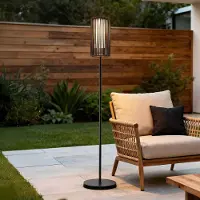 LumenXL Solar staande lamp Chara met gevlochten design - zwart