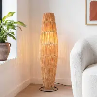 LumenXL Vloerlamp Plecta – handgemaakte raffia lamp met zwarte frame 103 cm