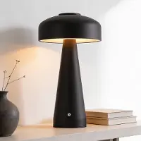 LumenXL Oplaadbare mushroom lamp Soma zwart met touch dimmer en instelbare kleurtemperatuur