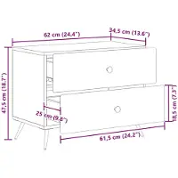 vidaXL Nachtkastje Gerookt eiken 62 x 34,5 x 47,5 cm Bewerkt hout