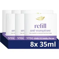 Dove Anti-Transpirant Refillable Deodorant - No. 4 Violet & Tonka Bean - beschermt tot 72 uur tegen zweet en lichaamsgeur - 8 x 35 ml