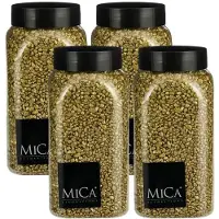 Mica Decorations decoratie stenen/granulaat - 4x - 650ml - goud - hobby steentjes