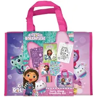 Totum Gabby's Poppenhuis vakantie teken- sticker en kleurmap - carry along set voor uit en thuis - creatief speelgoed junior tekenen kleuren stickeren vanaf 3 jaar