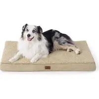OEM Groot hondenbed van wol, 104 x 74 x 9 cm, hondenmand, wasbaar, hondenmatras voor grote honden, beige