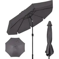 Puluomis - Parasol - Garden Stokparasol - Ø290 cm - 30° Kantelbaar - Waterdicht - UPF50+ - Met ruches - Grijs