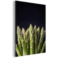 MuchoWow Aluminium schilderij 120x160 cm - Wanddecoratie metaal - Asperges - Groen - Zwart - Metalen muurdecoratie woonkamer - Decoratie industrieel - Foto op dibond - Industriële accessoires slaapkamer
