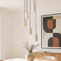 LumenXL Hanglamp Velin met vijf spots in warme travertinlook