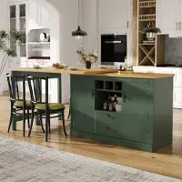 STILVORA Bartafel - Uitschuifbaar En Draaibaar Met Opbergruimte - Voor Woonkamer En Eethoek - MDF - 120-180x40x76 Cm - Antiekgroen