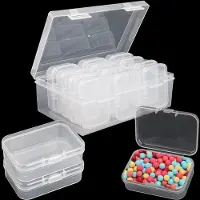 Markenlos Kleine opbergboxen, mini-opbergboxen, 13 stuks, met vakken (5,5 x 5,5 x 2 cm), sorteerbox, plastic box met deksel, transparante sieradenbox