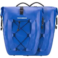 RockBros , 2 stuks bagagetas voor fiets, 100% waterdicht, fietstas met een inhoud van 25-32 liter, met handvat, blauw
