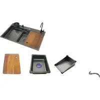 OEM RVS spoelbak voor de keuken, afmetingen 75x46 cm, inclusief kraan, 75x46 cm, type A