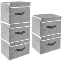 Markenlos Opvouwbare opbergbox met deksel, van stof, wasbaar, 38 x 25 x 25 cm