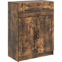 vidaXL Dressoir met lade Gerookt eiken 66 x 34,5 x 87 cm Bewerkt hout